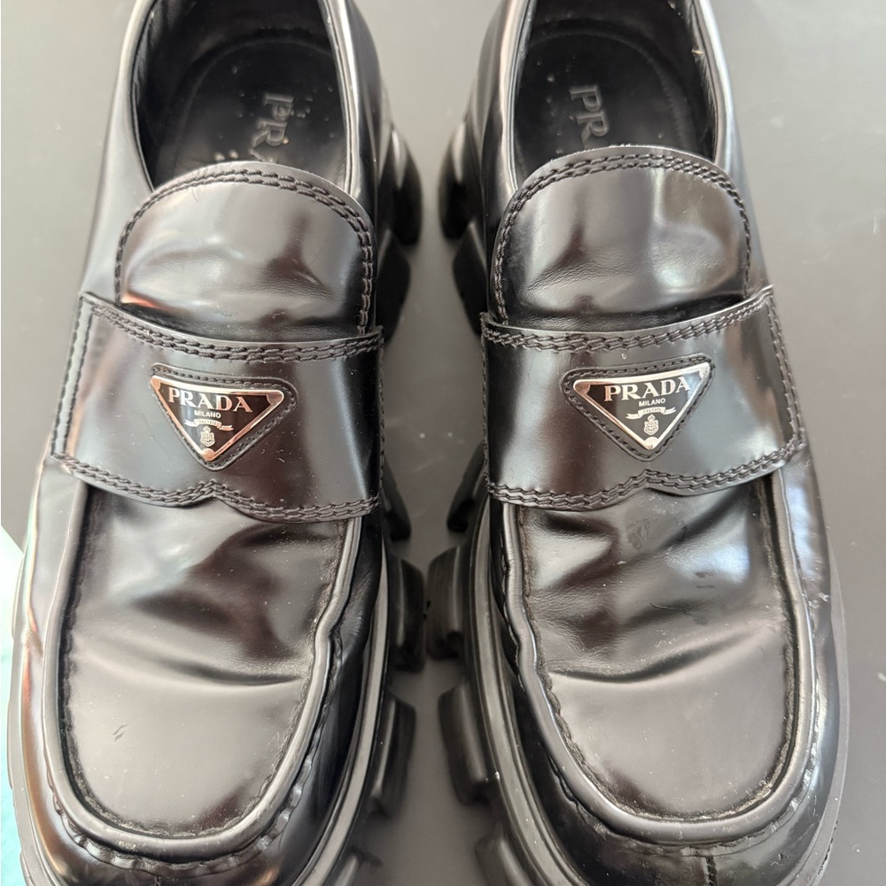 Prada Men's Glossy Black Slip-On Loafers